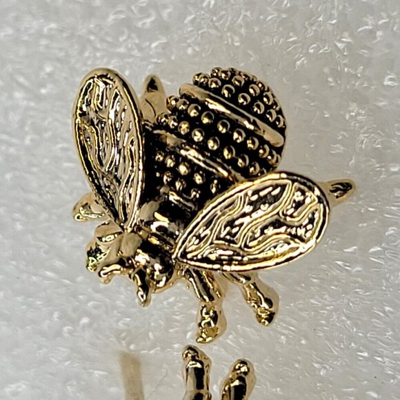 Bee Gold Tone Tiny Earrings - Picture 4 of 8